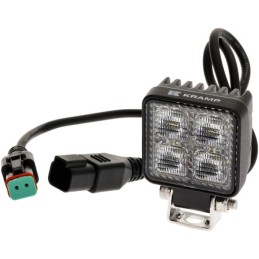 Lampă de lucru LED, 12W, 1200lm, pătrat, 12/24V, alb, 53.7x75.5x32.3mm mufă Deutsch, flux, 8 LED-uri