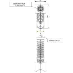 Lampă gabarit LED 0,7/1,4W 12-24V albă/portocalie/roșie 125x55x175mm 3 LED-uri Kramp