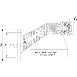 Lampă gabarit LED 0,7/1,4W 12-24V albă/portocalie/roșie 125x55x175mm 3 LED-uri Kramp