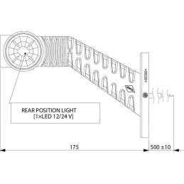 Lampă gabarit LED 0,7/1,4W 12-24V albă/portocalie/roșie 125x55x175mm 3 LED-uri Kramp