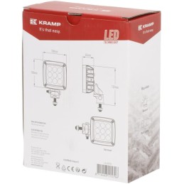 Lampă de lucru LED 27W 3000lm dreptunghiulară 10/30V albă 100x100x81mm mufă Deutsch tip flood 9 LED-uri Kramp