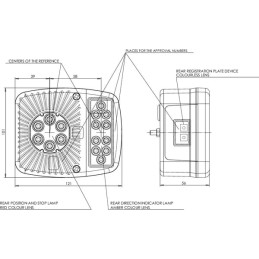 Lampă spate multifuncțională LED pătrată 12-24V 121x101x56mm Kramp