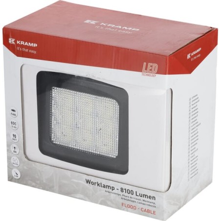 Lampă de lucru LED 90W 8100lm pătrată 10/30V 135x124mm tip flood 9 LED-uri Kramp