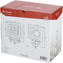 Lampă de lucru LED 90W 8100lm pătrată 10/30V 135x124mm tip flood 9 LED-uri Kramp