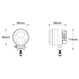 Far LED, 30/5W, rotund, 10-30V, Ø90mm, fază scurtă, lumină de poziție