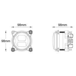 Far LED, 30/5W, rotund, 10-30V, Ø90mm, fază scurtă, lumină de poziție