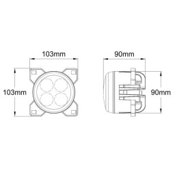Lampă de lucru LED, 40W, 4000lm, rotund, 10/30V, Ø 90mm, mufă H11/Deutsch, 4 LED-uri