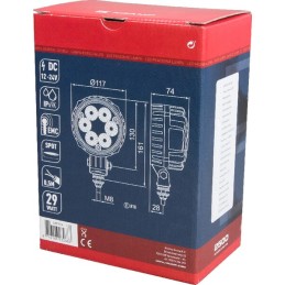 Lampă de lucru LED 29W 2500lm rotundă 10/30V diametru 117mm tip spot 6 LED-uri Kramp
