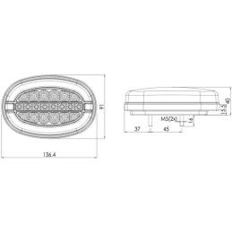 Lampă multifuncțională spate dreptunghiulară LED 12-24V Kramp