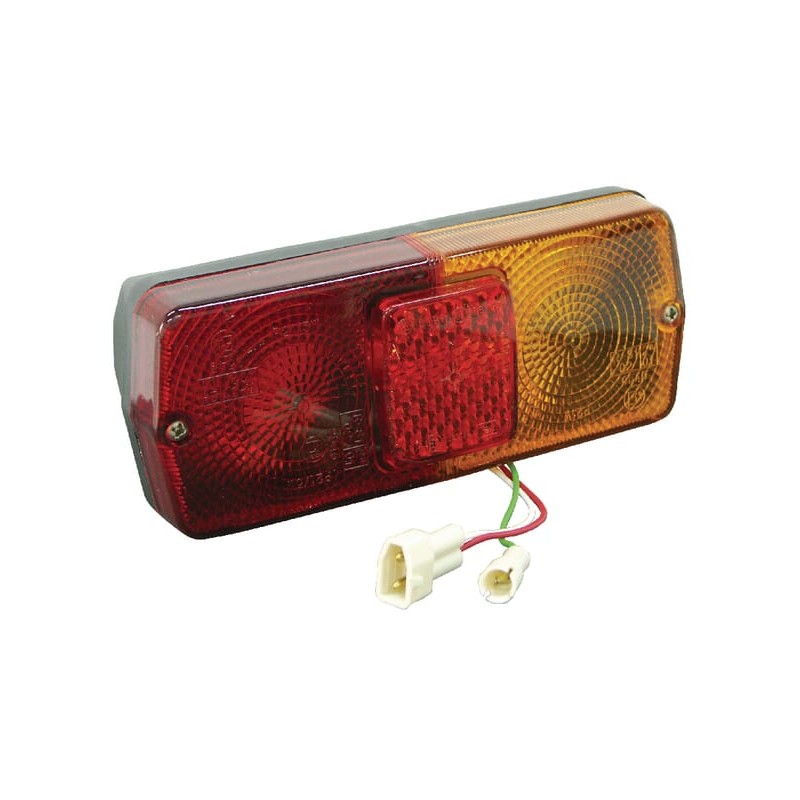 Stop spate LH rectangular, 12V, roșu/galben, prindere cu șuruburi, 184x76mm mufă AMP, Cobo