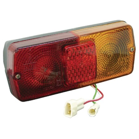 Stop spate LH rectangular, 12V, roșu/galben, prindere cu șuruburi, 184x76mm mufă AMP, Cobo