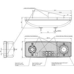 Lampă spate multifuncțională LED dreapta dreptunghiulară 12-24V 287,5x100,5x65mm Kramp