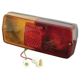 Stop spate RH rectangular, 12V, roșu/galben, prindere cu șurub, 184x76mm mufă AMP, Cobo