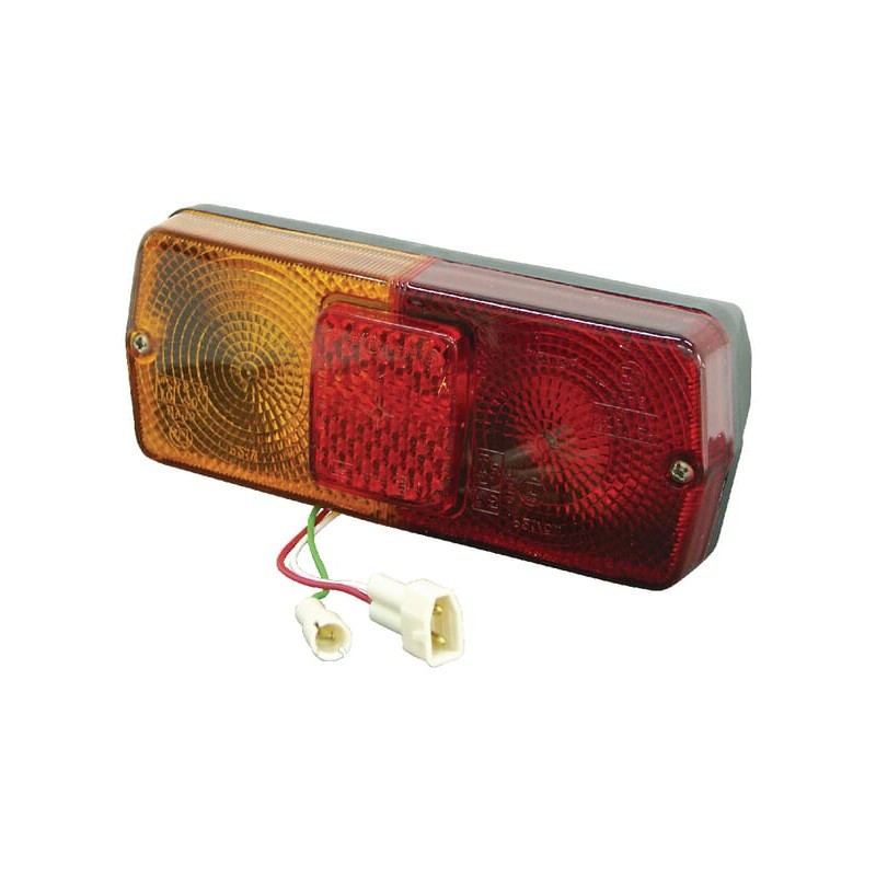 Stop spate RH rectangular, 12V, roșu/galben, prindere cu șurub, 184x76mm mufă AMP, Cobo