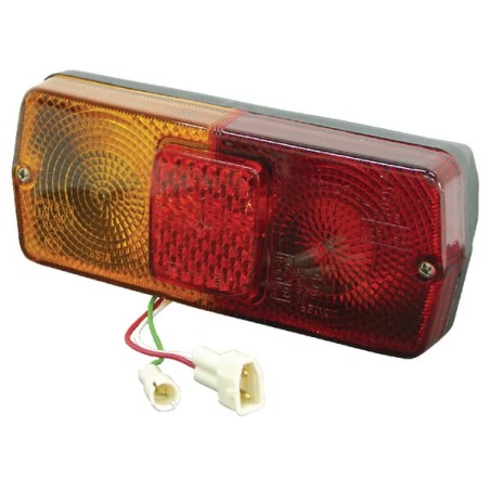Stop spate RH rectangular, 12V, roșu/galben, prindere cu șurub, 184x76mm mufă AMP, Cobo