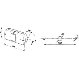 Stop spate RH rectangular, 12V, roșu/galben, prindere cu șurub, 184x76mm mufă AMP, Cobo