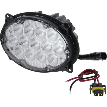 Lampă de lucru LED, 65W, 7200lm, ovală, 10/30V, 180x120x90mm, mufă H9, reflector luminos