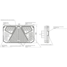 Lampă spate multifuncțională LED dreapta dreptunghiulară 12-24V 242x134x36,5mm Kramp