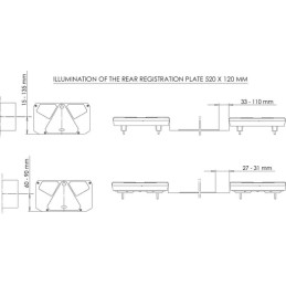 Lampă spate multifuncțională LED stânga dreptunghiulară 12-24V 242x134x36,5mm Kramp