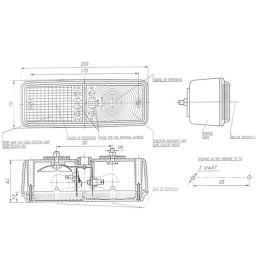 Lampă spate dreptunghiulară 12-24V galben/roșu cu șurub 200x70mm Waś