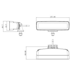 Lampă de lucru indirectă cu LED-uri, 30W, 2880lm, dreptunghiulară, 12/24V, albă, 157x49.7x60mm mufă Deutsch, spot, 6 LED-uri