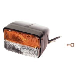 Lumină de direcție și poziție Halogen, față, rectangulară, 12V, chihlimbar/transparent, prindere cu șurub, 120x136mm, Cobo