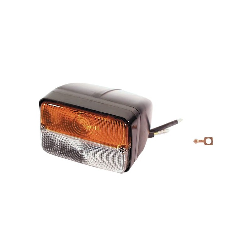 Lumină de direcție și poziție Halogen, față, rectangulară, 12V, chihlimbar/transparent, prindere cu șurub, 120x136mm, Cobo