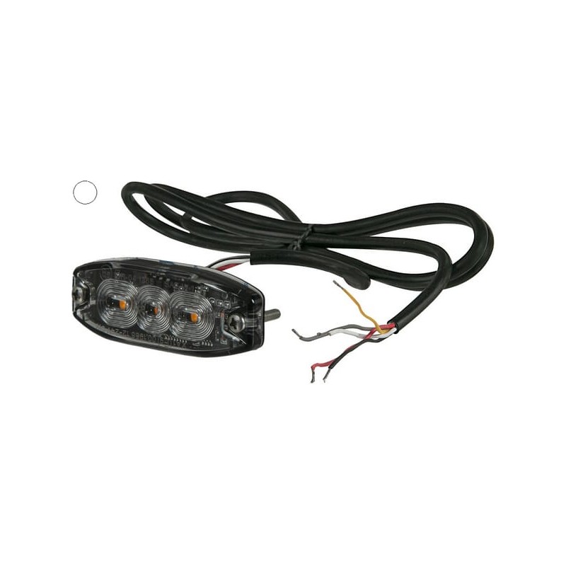 Lampă de avertizare intermitentă LED, dreptunghiulară, 10/30V, albă, 82x30x9mm, 3 LED-uri, Kramp