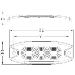 Lampă de avertizare intermitentă LED, dreptunghiulară, 10/30V, albă, 82x30x9mm, 3 LED-uri, Kramp