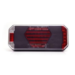 Lampă spate multifuncțională LED, dreapta, cu plăcuță de înmatriculare laterală, roșu/portocaliu/alb, 12-24V, 236x104x40.5mm