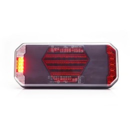 Lampă spate multifuncțională LED, dreapta, cu plăcuță de înmatriculare laterală, roșu/portocaliu/alb, 12-24V, 236x104x40.5mm