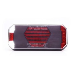 Lampă spate multifuncțională LED, dreapta, cu plăcuță de înmatriculare laterală, roșu/portocaliu/alb, 12-24V, 236x104x40.5mm