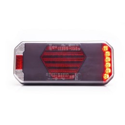 Lampă spate multifuncțională LED, dreapta, cu plăcuță de înmatriculare laterală, roșu/portocaliu/alb, 12-24V, 236x104x40.5mm