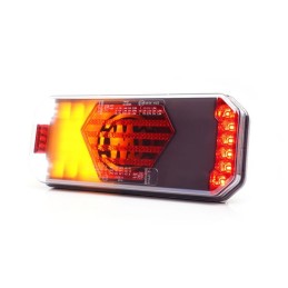 Lampă spate multifuncțională LED, dreapta, cu plăcuță de înmatriculare laterală, roșu/portocaliu/alb, 12-24V, 236x104x40.5mm
