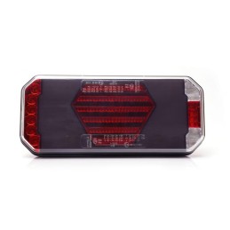 Lampă spate multifuncțională LED, stânga, cu plăcuță de înmatriculare laterală, roșu/portocaliu/alb, 12-24V, 236x104x40.5mm