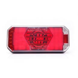 Lampă spate multifuncțională LED, stânga, cu plăcuță de înmatriculare laterală, roșu/portocaliu/alb, 12-24V, 236x104x40.5mm