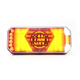 Lampă spate multifuncțională LED, stânga, cu plăcuță de înmatriculare laterală, roșu/portocaliu/alb, 12-24V, 236x104x40.5mm