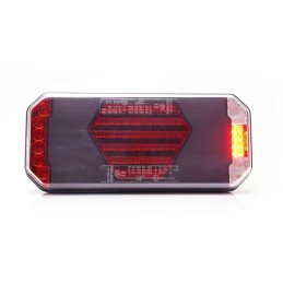 Lampă spate multifuncțională LED, stânga, cu plăcuță de înmatriculare laterală, roșu/portocaliu/alb, 12-24V, 236x104x40.5mm