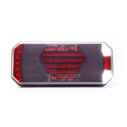 Lampă spate multifuncțională LED, stânga, cu plăcuță de înmatriculare laterală, roșu/portocaliu/alb, 12-24V, 236x104x40.5mm