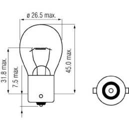 Bec S25 BA15s 12V 25W Kramp