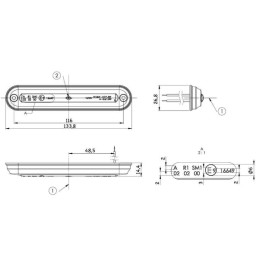 Lampă poziție LED, tub lumină tip SLIM (portocaliu)