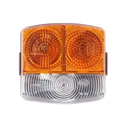 Lampă semanlizare și poziție dreapta 21/10W pătrată 12V galben/transparent cu șuruburi 95x54.5x90mm Hella