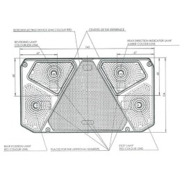 Lampă multifuncțională spate dreapta dreptunghiulară 5 pini halogen 12V sau 24V Kramp
