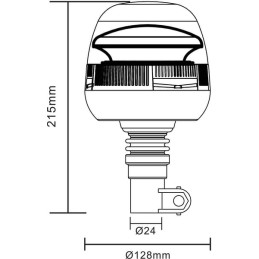 Girofar de avertizare LED 24W 12-24V galben montaj pe stâlp flexibil diametru 128x215mm Kramp