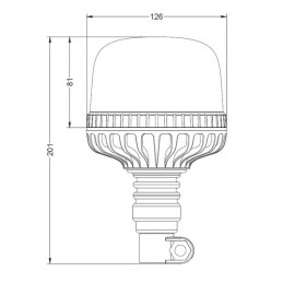 Girofar LED, 20W, 12-24V, chihlimbar, montare pe stâlp flexibil, Ø 126mm x201mm
