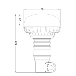 Girofar LED, profil redus, 19W, 12-24V, chihlimbar, montare pe stâlp flexibil, Ø 86mm x138mm