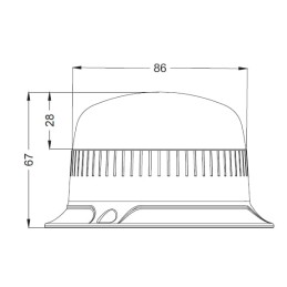 Girofar LED, profil redus, 15W, 12-24V, chihlimbar, cu șurub, Ø 86mm x67mm