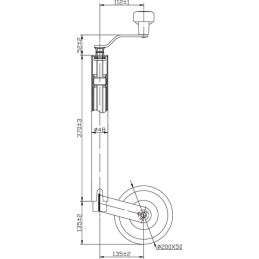 Picior de sprijin cu roată 200x50mm