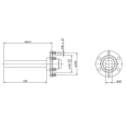Axă butuc fără frână 60x400mm (160/205/6)