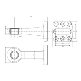 Ramificaţie  de fixare pe placă, 190KN, Fi 50, 110 x 100, D50-C.B8.T45